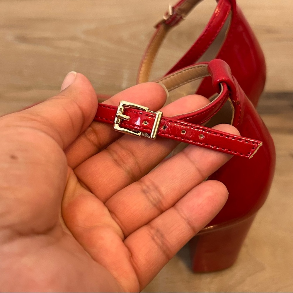 Jessica Simpson Red Patent Strap 3.5 inch Heels - Picture 8 of 9